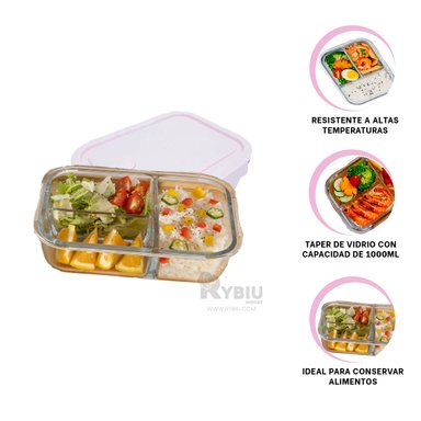 ENVASE PARA CEREALES RYBIU CO30470 VIDRIO ROSADO +REGALO LIGAS PARA PEINAR