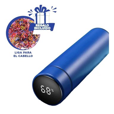 BOTELLA TERMICA E INTELIGENTE EN AZUL Y+LIGAS DE REGALO