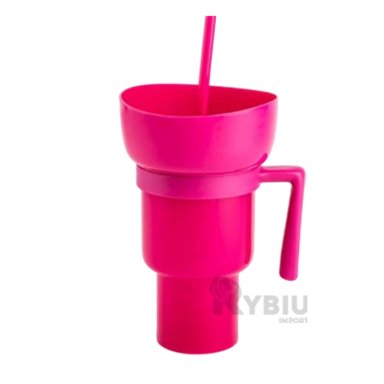 TAZA PARA REFRESCO RYBIU CO29760 ROSADO +BANDERITAS ADHESIVAS