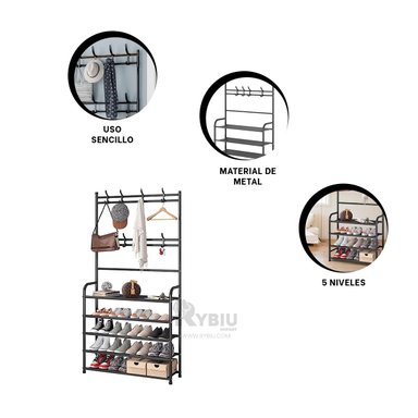 PORTAZAPATOS RYBIU CURVO NEGRO COMODO + ENVOLTORIO REGALO