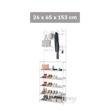 PORTAZAPATOS RYBIU HO30840 BLANCO CURVO CON PERCHAS + REGALO STICKERS - 5