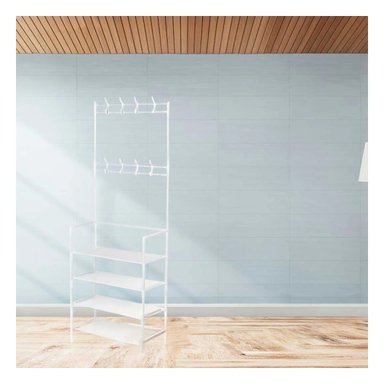 RACK RYBIU RECTO BLANCO METAL CON GANCHOS + LIGAS REGALO