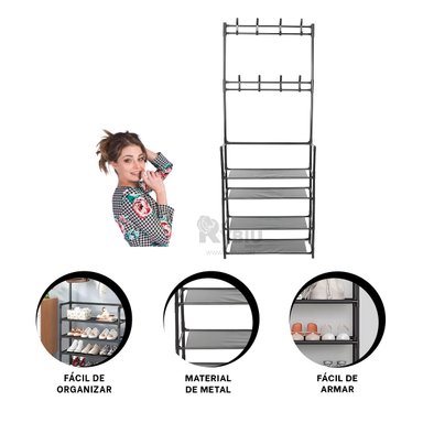 PORTAZAPATOS RYBIU RECTO NEGRO COMODO + ENVOLTORIO REGALO