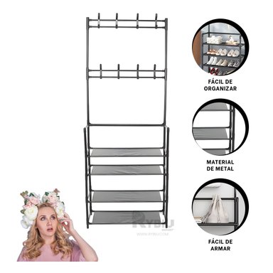 PORTAZAPATOS RYBIU RECTO NEGRO ESPACIOSO Y PRACTICO + GIFT STICKERS