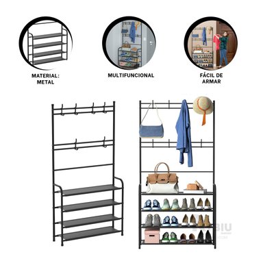 PORTAZAPATOS RYBIU CURVO NEGRO ESPACIOSO EN + GIFT STICKERS