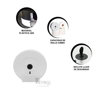DISPENSADOR PAPEL RYBIU BLANCO PORTAROLLOS RESISTENTE Y DURADERO + GIFT STICKERS