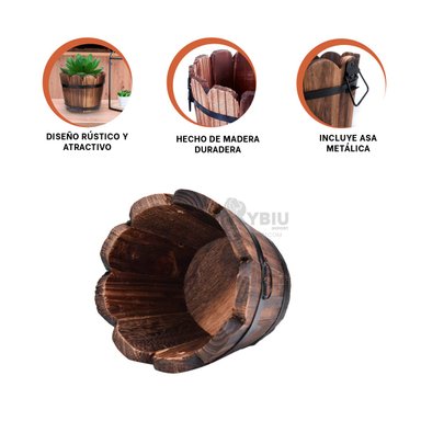 MACETA RYBIU HO32301 ELEGANTE MADERA 12CM MARRON + ENVOLTORIO REGALO