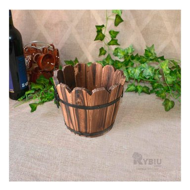 MACETA RYBIU HO32301 VASIJA RURAL FLORES EN MARRON + BANDERITAS ADHESIVAS - 5