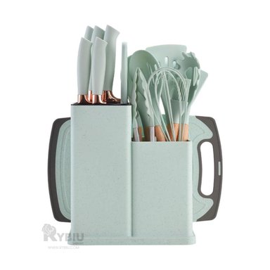 SET ACCESORIOS COCINA RYBIU CO29819 VERDE UTENSILIOS LIGERO + REGALO STICKERS