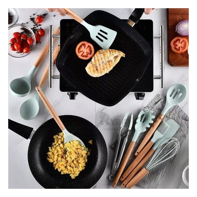 SET ACCESORIOS COCINA RYBIU CO29819 VERDE UTENSILIOS FUNCIONAL + PAPEL REGALO