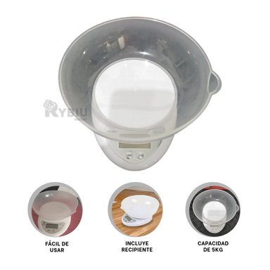 BALANZA RYBIU CO30071 BLANCO GRAMERA PORTABLE COCINA + REGALO STICKERS
