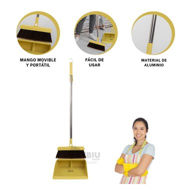 ESCOBILLA RYBIU HIGIENICO Y RECOGEDOR AMARILLO + REGALO AGENDITA - 2