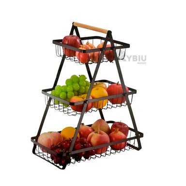 SET FRUTERO RYBIU CO30414 ACERO INOXIDABLE NEGRO SOLIDO 3 ESPACIOS + PAPEL REGALO