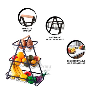 SET FRUTERO RYBIU CO30414 ACERO INOXIDABLE NEGRO ORGANIZADOR MODERNO NARANJAS + REGALO AGENDITA