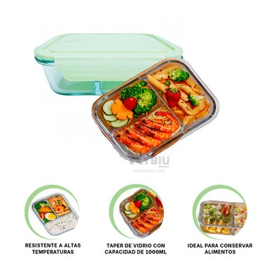 ENVASE DE DESAYUNOS RYBIU CO30469 VIDRIO VERDE +LIGAS DE REGALO