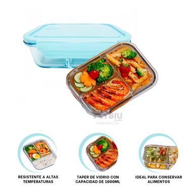 RECIPIENTE MODERNO DE 3 HUECOS RYBIU CO30468 VIDRIO CELESTE +REGALO AGENDITA