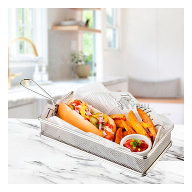 CESTO RYBIU 1106 PLATEADO CESTA COCINA 25.5X13X7 CM + PAPEL REGALO