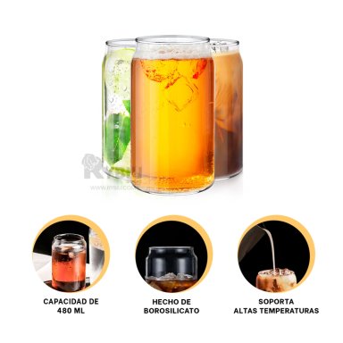 TAZA UTIL 480ML RYBIU 844 TRANSPARENTE +BANDERITAS ADHESIVAS