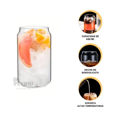 VASO DURO 480ML RYBIU 844 TRANSPARENTE +REGALO LIGAS PARA PEINAR