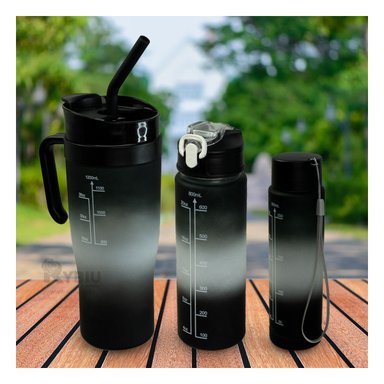 BOTELLAS RYBIU CO30088 FIGURAS 2D NEGRO 3 UNIDADES + GIFT MINIAGENDA