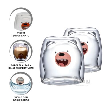 TAZA UTIL DE DOBLE CAPA RYBIU 752 TRANSPARENTE +BANDERITAS ADHESIVAS