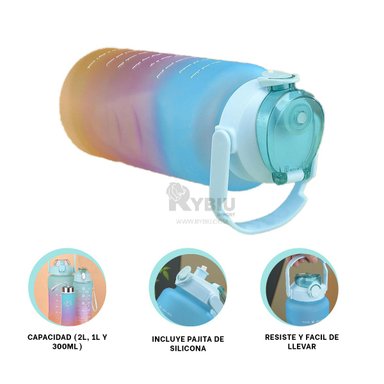 BIDONES RYBIU CO29586 TRIO SALIDAS VERDE AGUA + GIFT STICKERS