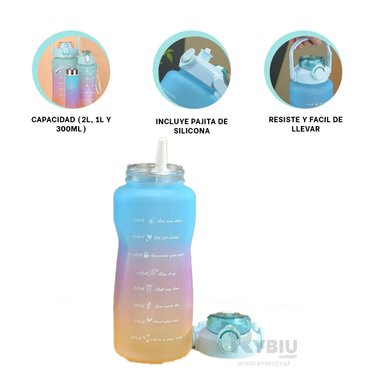 ENVASES RYBIU CO29586 TAPA VERDE AGUA 3 UNIDADES + REGALO AGENDITA