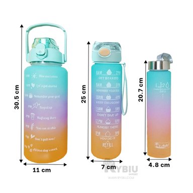 BOTELLA RYBIU CO29586 TRIO GYM VERDE AGUA + REGALO LIGAS PEINAR