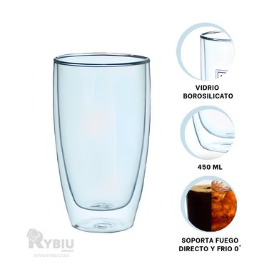 VASO PRACTICO DE DOBLE CAPA 400 ML RYBIU 560 +LIGAS DE REGALO