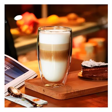 VASO CRISTALINO DE DOBLE CAPA 400ML RYBIU 560 +PAPEL DE REGALO