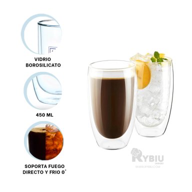 TAZA UTIL SIN ASA DE DOBLE CAPA 400ML RYBIU 560 +BANDERITAS ADHESIVAS