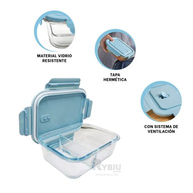 RECIPIENTE RESISTENTE RYBIU CO29559 CELESTE +ENVOLTORIO DE REGALO