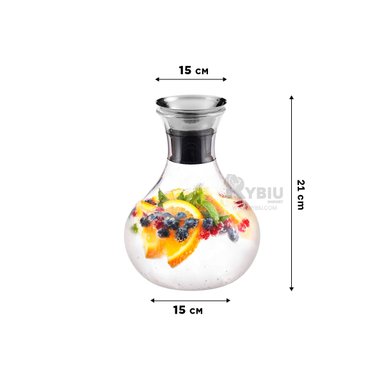 JARRA RYBIU 212 TRANSPARENTE JARRON OPTIMO HOGAR 1600 ML FUJI + BANDERITAS ADHESIVAS