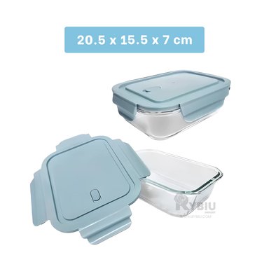 ENVASE PARA ALIMENTOS DE TAPA CELESTE Y+LIGAS DE REGALO