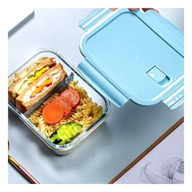 ENVASE PARA EL ALMUERZO RYBIU CO29559 CELESTE +BANDERITAS ADHESIVAS