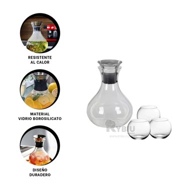 JARRA RYBIU 212 TRANSPARENTE CANTARO UTIL LIQUIDOS 1600 ML FUJI + GIFT STICKERS