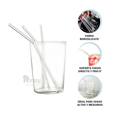 CAÑITA RYBIU 574 TRANSPARENTE POPOTE VASOS MEDIANOS + GIFT STICKERS