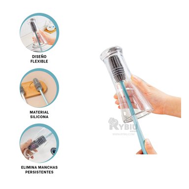 CEPILLO RYBIU CO30368 CELESTE BROCHA DURABLE SILICONA + POST-IT ADHESIVOS