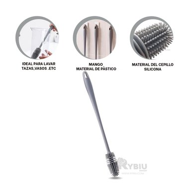 CEPILLO RYBIU CO30366 PLATEADO BROCHA SUAVE PLOMO + BANDERITAS ADHESIVAS
