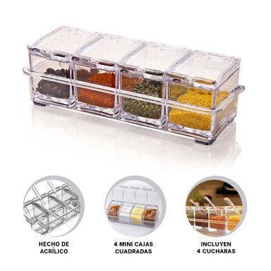 CONTENEDOR RYBIU CO30374 ESPECIERO DESARMABLES CUCHARITA SET 4 + REGALO STICKERS - 4