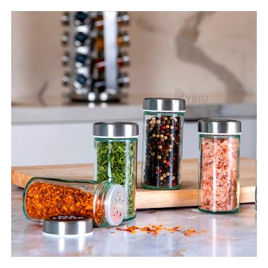 CONTENEDOR RYBIU CO30373 ORGANIZADOR 16 POTES ESPECIAS CUADRADO + REGALO STICKERS