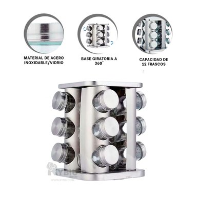 CONTENEDOR RYBIU CO30372 GRIS ESPECIERO AMPLIO CUADRADO + REGALO LIGAS PEINAR