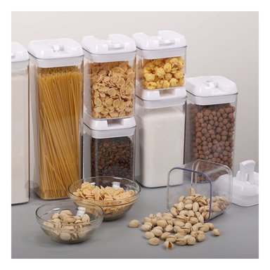 RECIPIENTE RYBIU CO30375 BLANCO MODERNO 6 UNIDADES TAPA BLANCA + GIFT STICKERS