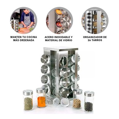 CONTENEDOR RYBIU CO30373 ESPECIERO FUNCIONAL FORMA CUADRADO + BANDERITAS ADHESIVAS