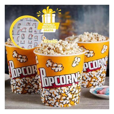 BALDE PRACTICO DE POPCORN 12X12CM RYBIU CO30383 AMARILLO +REGALO STICKERS