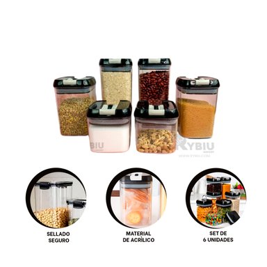 CONTENEDOR RYBIU CO30376 NEGRO KIT ALMACENAR 6 ERGONOMICO + BANDERITAS ADHESIVAS