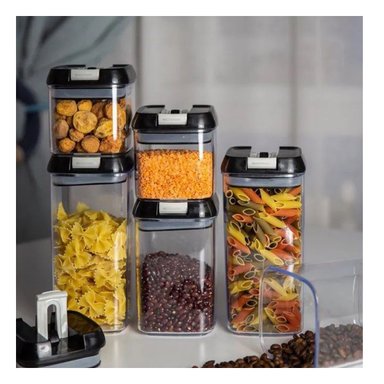 SET CONTENEDORES RYBIU CO30378 NEGRO 5 PIEZAS GUARDAR VIVERES + GIFT MINIAGENDA