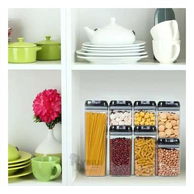 SET CONTENEDORES RYBIU CO30377 NEGRO UTIL GUARDAR 7 PIEZAS TAPA NEGRA + PAPEL REGALO