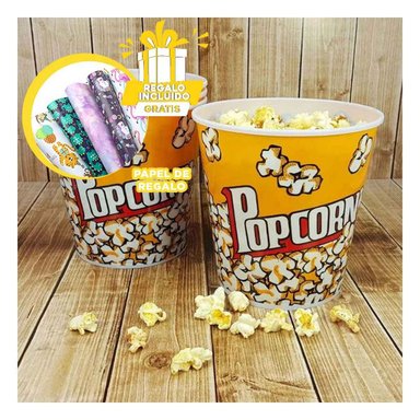 CUBETA UTIL DE PALOMITAS MEDIANO AMARILLO Y+PAPEL DE REGALO