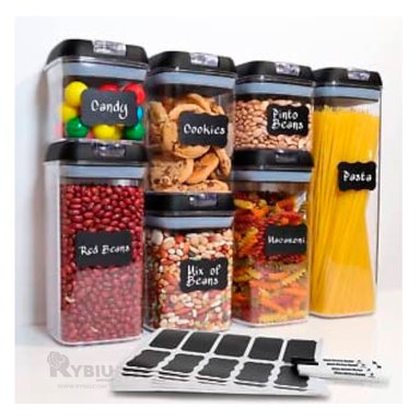 SET CONTENEDORES RYBIU CO30378 NEGRO VERSATIL TAPERS 5 PIEZAS + ENVOLTORIO REGALO